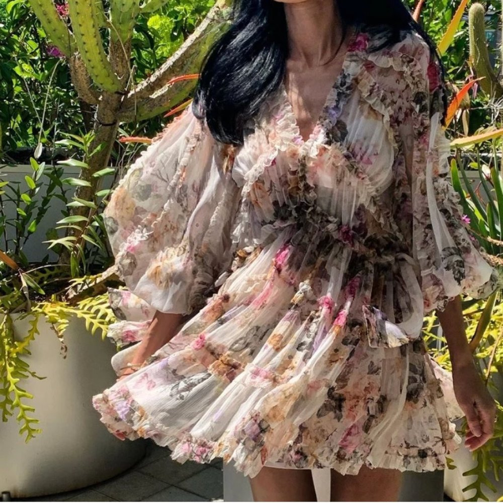 NWT Floral Ruffle Mini Dress